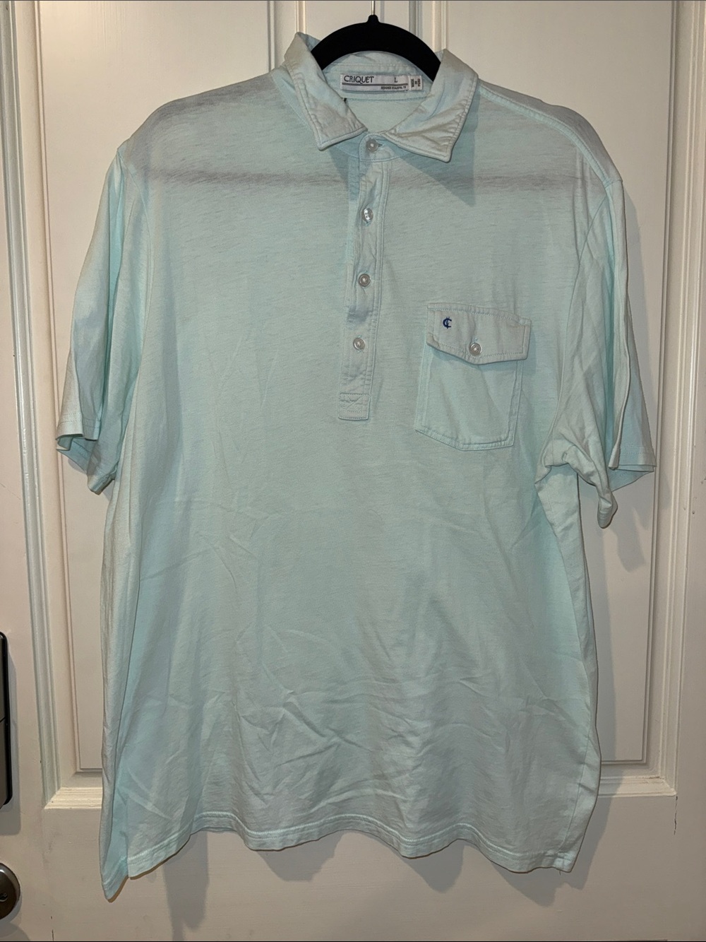 Criquet Pale Mint Short Sleeve Polo with Chest Pocket